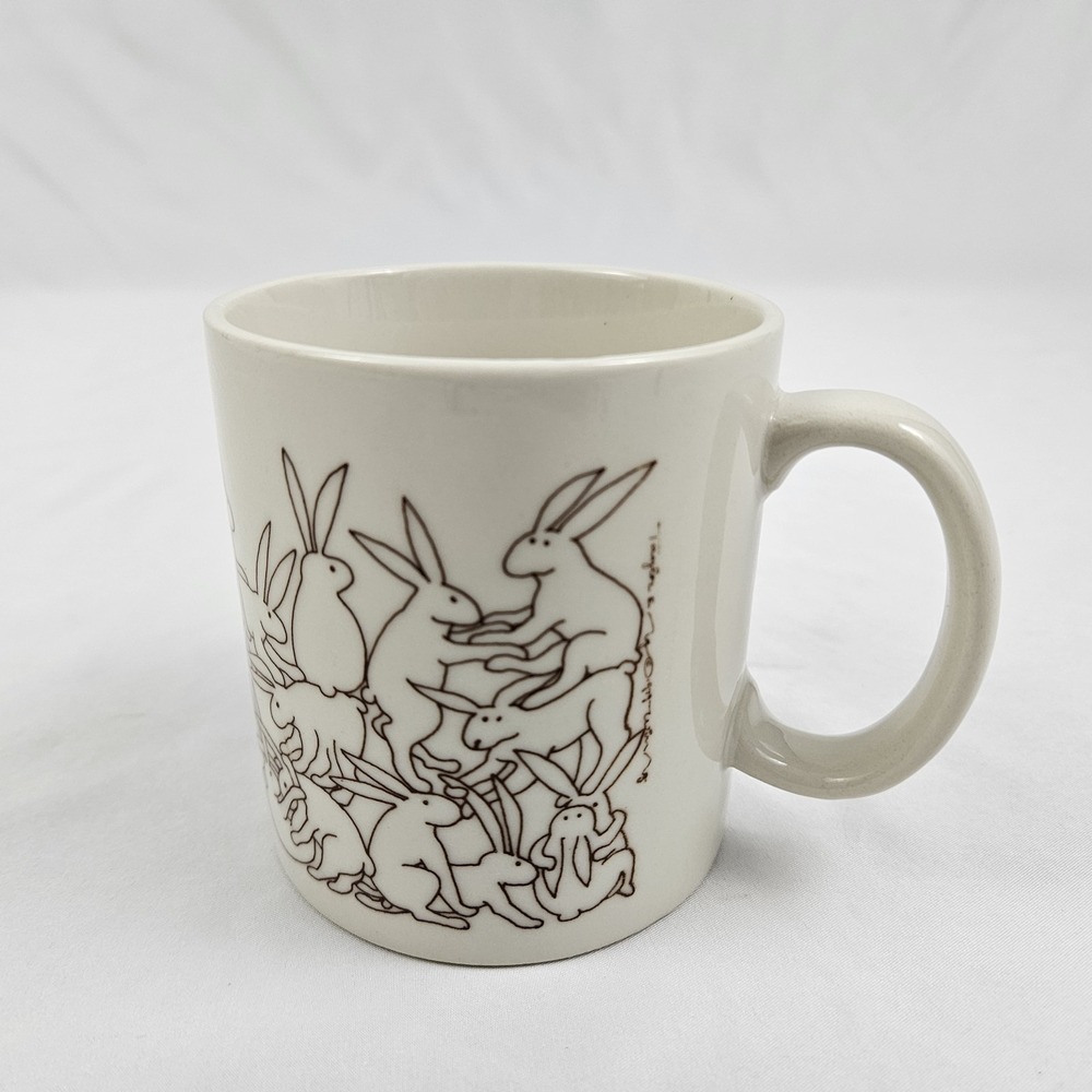 Vintage Naughty Rabbits Ceramic Mug Coffee Cup Retro 1979 Taylor & Ng Whimsical